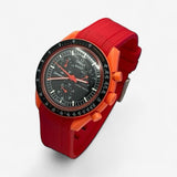 Bracelet MoonSwatch en Caoutchouc Texturé Premium Uni Lava: Rouge