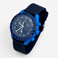 Bracelet Omega x Swatch Moonswatch en Toile Neptune: Bleu Marine