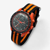 Bracelet MoonSwatch Nato Lisse Lava: Noir Orange