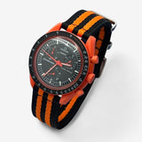 Bracelet MoonSwatch Nato Lisse Lava: Noir Orange