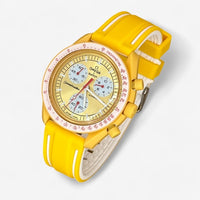 Bracelet MoonSwatch en Caoutchouc (2 bandes) Jaune Blanc