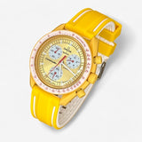 Bracelet MoonSwatch en Caoutchouc (2 bandes) Jaune Blanc