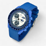 Bracelet Moonswatch Mission to the Super Blue Moonphase Caoutchouc Premium: Bleu