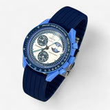 Bracelet Moonswatch Mission to the Super Blue Moonphase Caoutchouc Nervuré: Bleu Marine