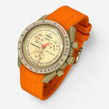 Bracelet Moonswatch Mission to Jupiter Caoutchouc Premium : Orange