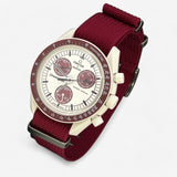 Bracelet Moonswatch Mission to Pluton Autres: Nato Toile Acier Nato uni: Bordeaux