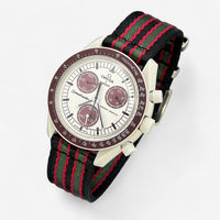 Bracelet MoonSwatch Nato Lisse Noir Gris Rouge