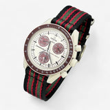 Bracelet MoonSwatch Nato Lisse Noir Gris Rouge
