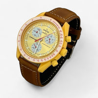 Bracelet MoonSwatch en Cuir Véritable Sun: Orangé