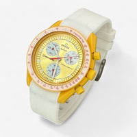Bracelet MoonSwatch en Caoutchouc Texturé Premium Uni Sun: Blanc
