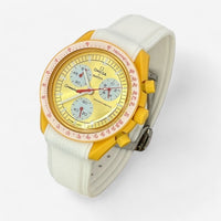 Bracelet Moonswatch Mission to the Sun Caoutchouc Premium à clips : Blanc