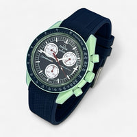 Bracelet Moonswatch Mission On Earth Caoutchouc Premium : Bleu Marine