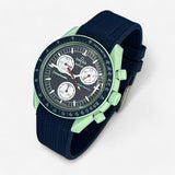Bracelet Moonswatch Mission On Earth Caoutchouc Premium : Bleu Marine