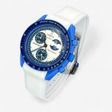 Bracelet Moonswatch Mission to the Super Blue Moonphase Caoutchouc Premium à clips : Blanc Blanc