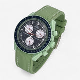 Bracelet Moonswatch Mission On Earth Caoutchouc Premium : Vert Clair Blanc