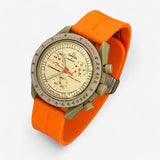 Bracelet MoonSwatch en Caoutchouc Rainuré à Clips Orange Argent