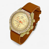 Bracelet Moonswatch Mission to Jupiter Autres: Cuir Nato Toile Cuir texturé : Marron