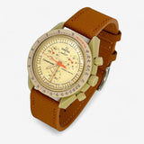 Bracelet MoonSwatch en cuir texturé Marron Clair