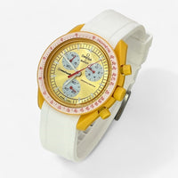 Bracelet MoonSwatch en Caoutchouc Premium Uni Sun: Blanc