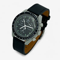 Bracelet MoonSwatch en cuir texturé Moon: Noir