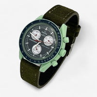 Bracelet Moonswatch Mission On Earth Autres: Cuir Nato Toile Cuir clair: Vert