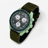 Bracelet Moonswatch Mission On Earth Autres: Cuir Nato Toile Cuir clair: Vert