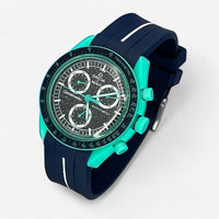 Bracelet Moonswatch Mission On Earth: Polar Lights Caoutchouc 1 Bande : Bleu Marine Blanc