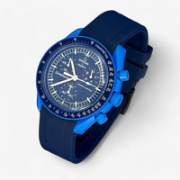 Bracelet Moonswatch Mission to Neptune Caoutchouc Premium uni: Bleu Marine + Boucle Noire