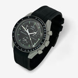 Bracelet Moonswatch Mission to the Moon Caoutchouc Premium : Noir + Boucle Noire