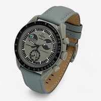 Bracelet MoonSwatch en Cuir Véritable Uni Earthphase: Gris