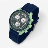 Bracelet MoonSwatch Premium en Caoutchouc Perforé Earth: Bleu