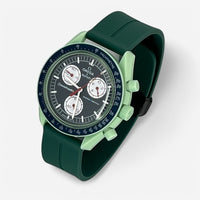 Bracelet MoonSwatch en Caoutchouc Rainuré à Clips Vert Noir