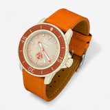 Bracelet Blancpain x Swatch en Cuir Texturé Orange Blanc