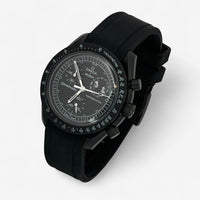 Bracelet MoonSwatch en Caoutchouc Premium Uni Noir Noir