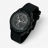 Bracelet MoonSwatch en Caoutchouc Premium Uni Noir Noir