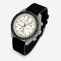 Bracelet MoonSwatch en Cuir Véritable Clair 1965: Noir