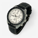 Bracelet MoonSwatch en Cuir Véritable 1965: Noir