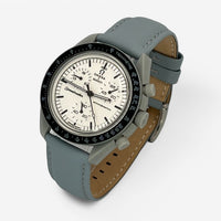 Bracelet MoonSwatch en Cuir Véritable Uni 1965: Gris