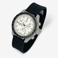 Bracelet MoonSwatch en Caoutchouc Rainuré à Clips 1965: Noir Argent