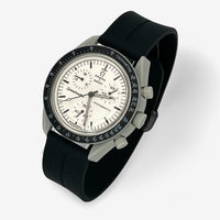 Bracelet MoonSwatch en Caoutchouc Rainuré à Clips 1965: Noir Noir