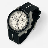 Bracelet MoonSwatch en Caoutchouc (une bande) 1965: Noir Blanc