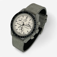 Bracelet MoonSwatch en Cuir Véritable Clair 1965: Gris