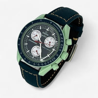 Bracelet MoonSwatch en Cuir Véritable Earth: Bleu Marine