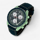 Bracelet MoonSwatch en Cuir Véritable Earth: Bleu Marine