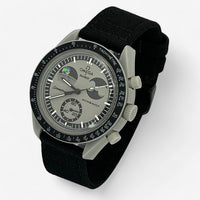 Bracelet Moonswatch Mission to EarthPhase Autres: Cuir Nato Acier Toile Toile: Noir + Boucle Noire