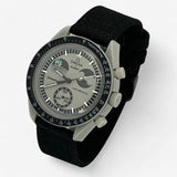 Bracelet Moonswatch Mission to EarthPhase Autres: Cuir Nato Acier Toile Toile: Noir + Boucle Noire