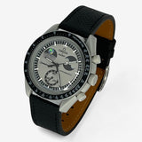 Bracelet Moonswatch Mission to EarthPhase Autres: Cuir Nato Acier Toile Cuir texturé: Noir