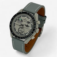 Bracelet Moonswatch Mission to EarthPhase Autres: Cuir Nato Acier Toile Cuir texturé: Gris Blanc