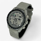 Bracelet Moonswatch Mission to EarthPhase Autres: Cuir Nato Acier Toile Cuir clair: Gris