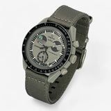 Bracelet Moonswatch Mission to EarthPhase Autres: Cuir Nato Acier Toile Nato Uni: Gris